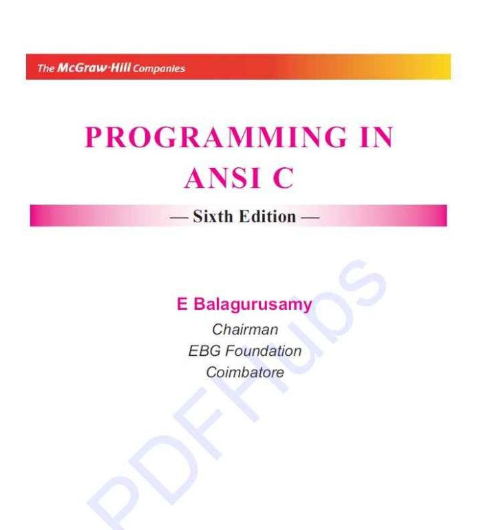 Programming in ANSI C Balagurusamy pdf download